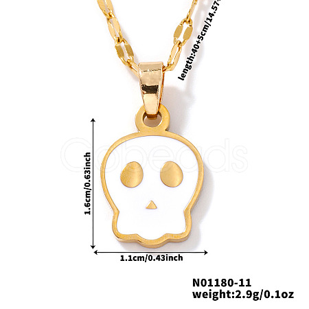 Cute Halloween Stainless Steel Skull Pendant Necklaces for Unisex RT1266-1