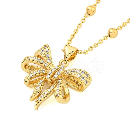 Brass Micro Pave Clear Cubic Zirconia Pendant Necklaces NJEW-M220-04D-G-1