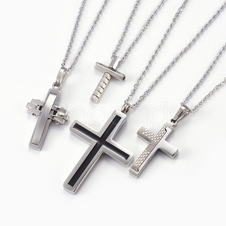 304 Stainless Steel Pendant Necklaces NJEW-O112-03-1