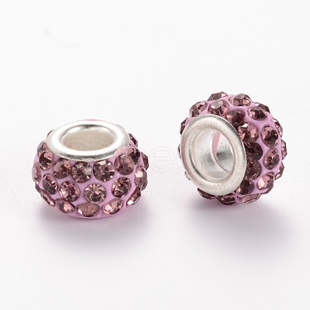 Polymer Clay Rhinestone European Beads CPDL-E038-04-1