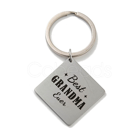 Mother's Day Gift 201 Stainless Steel Word Best Grandma Keychains KEYC-E040-01P-01-1