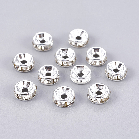 Brass Rhinestone Spacer Beads X-RB-A003-6MM-S-1