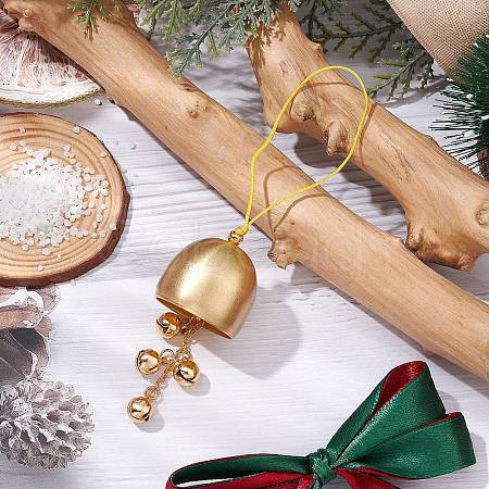 Christmas Bell Brass Pendant Decorations HJEW-TA00316-1