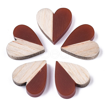 Resin & Wood Two Tone Cabochons RESI-R425-04D-1