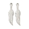 Non-Tarnish 304 Stainless Steel Pendants, Feather Charms, Stainless Steel Color, 27.5x6.5x2mm, Hole: 1.8mm