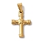 PVD Vacuum Plating 304 Stainless Steel Pendants, Cross Charms, Religion, Golden, 24.5x16x3mm, Hole: 7x3.5mm