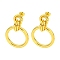 304 Stainless Steel Earrings, Round, Real 18K Gold Plated, 42x29mm