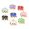 Golden Brass Enamel Pendants, Long-Lasting Plated, Elephant, Mixed Color, 16x17.5x2mm, Hole: 1.6mm