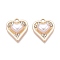 Rack Plating Alloy Rhinestone Pendants, with ABS Plastic Imitation Pearl, Heart, White, 18.5x16.5x5.5mm, Hole: 1.8mm