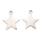 Tarnish Resistant 304 Stainless Steel Charms, Laser Cut, Star, Stainless Steel Color, 12x10.5x1mm, Hole: 1.2mm