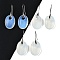 Opalite Dangle Earrings, with Rack Plating Brass Earring Hooks, Cadmium Free & Lead Free, Oval, 43x18mm