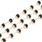 Handmade Glass Beaded Chains, with Brass Findings, Long-Lasting Plated, Rondelle, Faceted, Soldered, Golden, Black, 4mm, about 32.8 Feet(10m)/roll