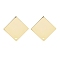 Brass Stud Earrings Findings, Real 18K Gold Plated, Rhombus, 21x20.5mm, Hole: 1.2mm, Pin: 12x0.8mm