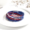 USA Flag Style Independence Day Red Blue White Imitation Leather Cord Bracelet, with Magnetic Clasps, Platinum, 15-3/4 inch(40cm)