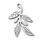 Non-Tarnish 304 Stainless Steel Pendants, Laser Cut, Leafy Branch Charms, Stainless Steel Color, 23.5x15.5x1mm, Hole: 1.2mm