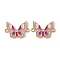 Alloy Enamel Connector Charms, Butterfly Links with Crystal Rhinestone, Light Gold, Cadmium Free & Nickel Free & Lead Free, Colorful, 16x22x2mm, Hole: 1.6mm