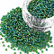 12/0 Grade A Round Glass Seed Beads, Transparent Frosted Style, AB Color Plated, Green, 2x1.5mm, Hole: 0.8mm, about 30000pcs/bag