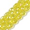 Transparent Electroplate Glass Beads Strands, AB Color Plated, Faceted, Teardrop, Yellow, 15x10mm, Hole: 1.6mm, about 46~48pcs/strand, 27.95''(71cm)