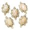 Natural Moonstone Faceted Oval Connector Charms, Rack Plating Brass Micro Pave Clear Cubic Zirconia Flower Links, Golden, 25.5x16x7mm, Hole: 1.2mm