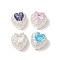 Rack Plating Brass Micro Pave Cubic Zirconia Beads, with Glass, Long-Lasting Plated, Lead Free & Cadmium Free, Silver, Heart, Mixed Color, 11x12x7mm, Hole: 1.6mm