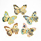 Rack Plating Alloy Enamel Big Pendants, Cadmium Free & Nickel Free & Lead Free, Butterfly with Flower Charms, Golden, Mixed Color, 55.5x67x2mm, Hole: 2.5mm