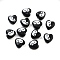 Opaque Acrylic Beads, Heart with Yin-yang Pattern, Black, 8.5x8.5x4mm, Hole: 1mm