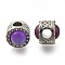 Rack Plating Alloy European Beads, with Rhinestone and Glass, Lead Free & Cadmium Free, Large Hole Beads, Flat Round, Medium Orchid, 11.5x14mm, Hole: 4.5mm