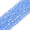 Electroplate Glass Beads Strands, Pearl Luster Plated, Faceted, Rondelle, Royal Blue, 2.9~3.3x2mm, Hole: 0.8mm, about 148~150pcs/strand, 39.5~40cm