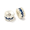 Brass Cubic Zirconia Spacer Beads, Long-Lasting Plated, Lead Free & Cadmium Free, Rondelle, Dark Blue, 4x2mm, Hole: 1.4mm