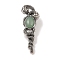 Natural Green Aventurine Pendants, with Alloy  Findings, Antique Silver, 61.5x20x8mm, Hole: 9.5x7mm