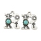 Synthetic Turquoise & Alloy Pendants, Letter Charms, Antique Silver, Letter R, 24.5x20.5x4mm, Hole: 3mm