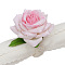 Burlap Napkin Rings, with Polyester Artificial Rose, Napkin Holder Adornment, Wedding Restaurant Daily Accessories, Pink, 80x60mm