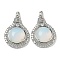 Opalite with Clear Cubic Zirconia Pendants, Lamp Bulb Charms with Rack Plating Brass Findings, Platinum, Cadmium Free & Lead Free, 35x25x8.8~9.6mm, Hole: 2.8x3.9mm