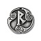 Rune Letters Alloy Pendants, Round, Antique Silver, 25x3mm, Hole: 1.6mm