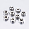 Tarnish Resistant 201 Stainless Steel European Beads, Large Hole Beads, Flat Round, Stainless Steel Color, 12x5mm, Hole: 5mm