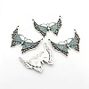 Antique Silver Plated Alloy Rhinestone Butterfly Pendants ALRI-N020-04-3