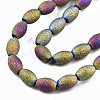 Frosted Electroplate Glass Beads Strands EGLA-N007-001-4