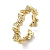 Brass with Cubic Zirconia Open Cuff Rings RJEW-Z017-02G-1