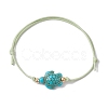 Synthetic Turquoise Turtle Braided Bead Bracelet BJEW-JB11086-01-2