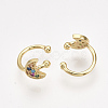 Brass Cubic Zirconia Cuff Earrings EJEW-S201-188-2