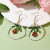 Flower Glass Seed Beads Dangle Earrings EJEW-MZ00148-02-2