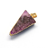 Plated Natural Drusy Agate Triangle Pendants G-R275-08M-3