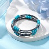 Non-magnetic Synthetic Hematite Bead & Synthetic Turquoise Bangle Making BJEW-JB10990-2