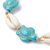 Natural Shell & Synthetic Turquoise Braided Bead Bracelets AJEW-AN00562-02-3