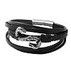 Leather Cords Multi-strand Bracelets with Magnetic Clasp PW-WG89659-01-5