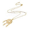 Woven Net/Web with Feather 304 Stainless Steel Pendant Necklaces for Women NJEW-G087-02G-3