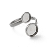 Non-Tarnish 304 Stainless Steel Open Cuff Ring Findings STAS-E124-05E-P-2