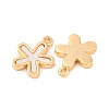 Brass Pave Natural Freshwater Shell Flower Charms KK-S389-04G-2