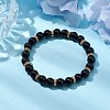 8mm Round Natural Black Onyx(Dyed & Heated) Beaded Stretch Bracelets for Women BJEW-JB10796-2