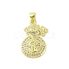 Brass Micro Pave Clear Cubic Zirconia Pendants KK-E111-14G-1